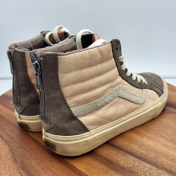 Vans Sneakers Womens 8.5 Peach Gray Leather Hi Top Shoes Skater 721277 - Picture 11 of 14